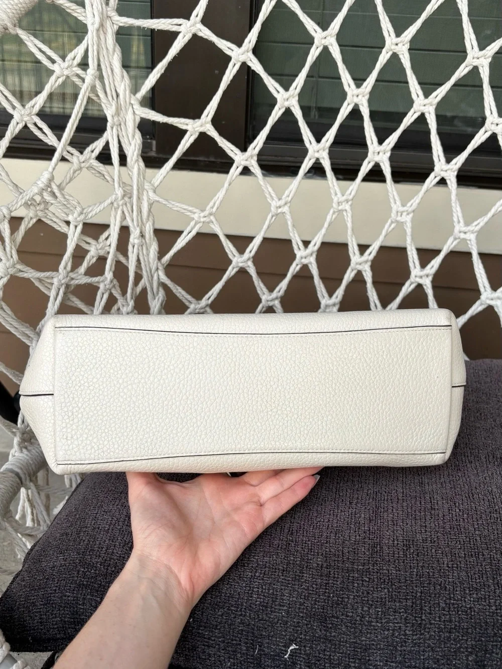 Coach White Pebbled Leather Shoulder Hobo with Gold Hardware